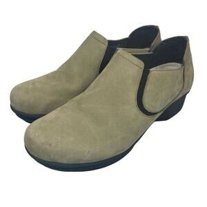 Dansko Lynn Gray Nubuck Slip On Wedge Booties Womens Size 7